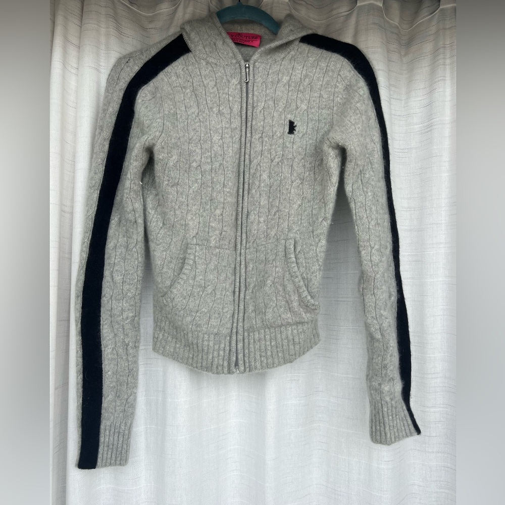 Vintage Juicy Couture Light Grey Cashmere Zip Up Jacket